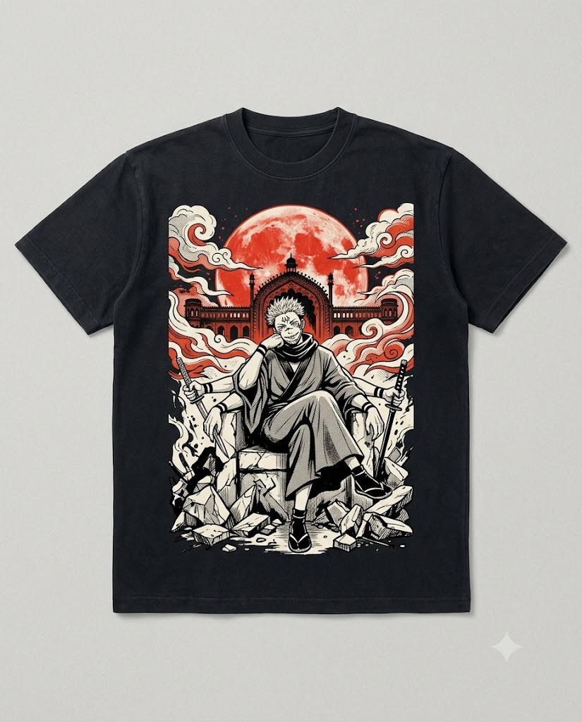 Blood Moon Tee in Ink, front. Nawaweeb Kuro clan
