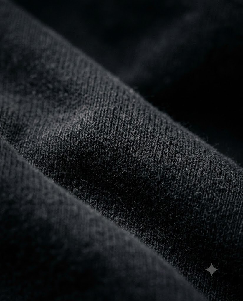 Infinity Tee in True Black, fabric detail. Nawaweeb Kuro clan